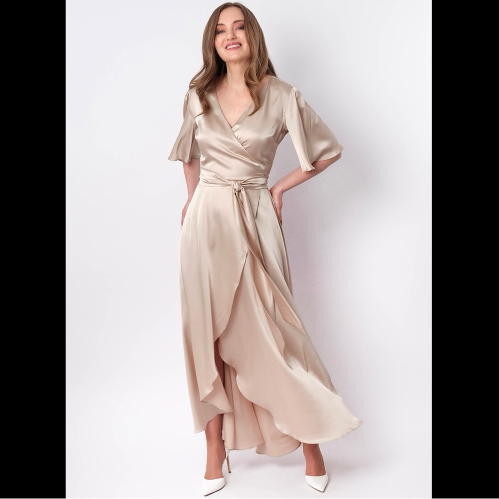 NEW satin maxi wrap dress